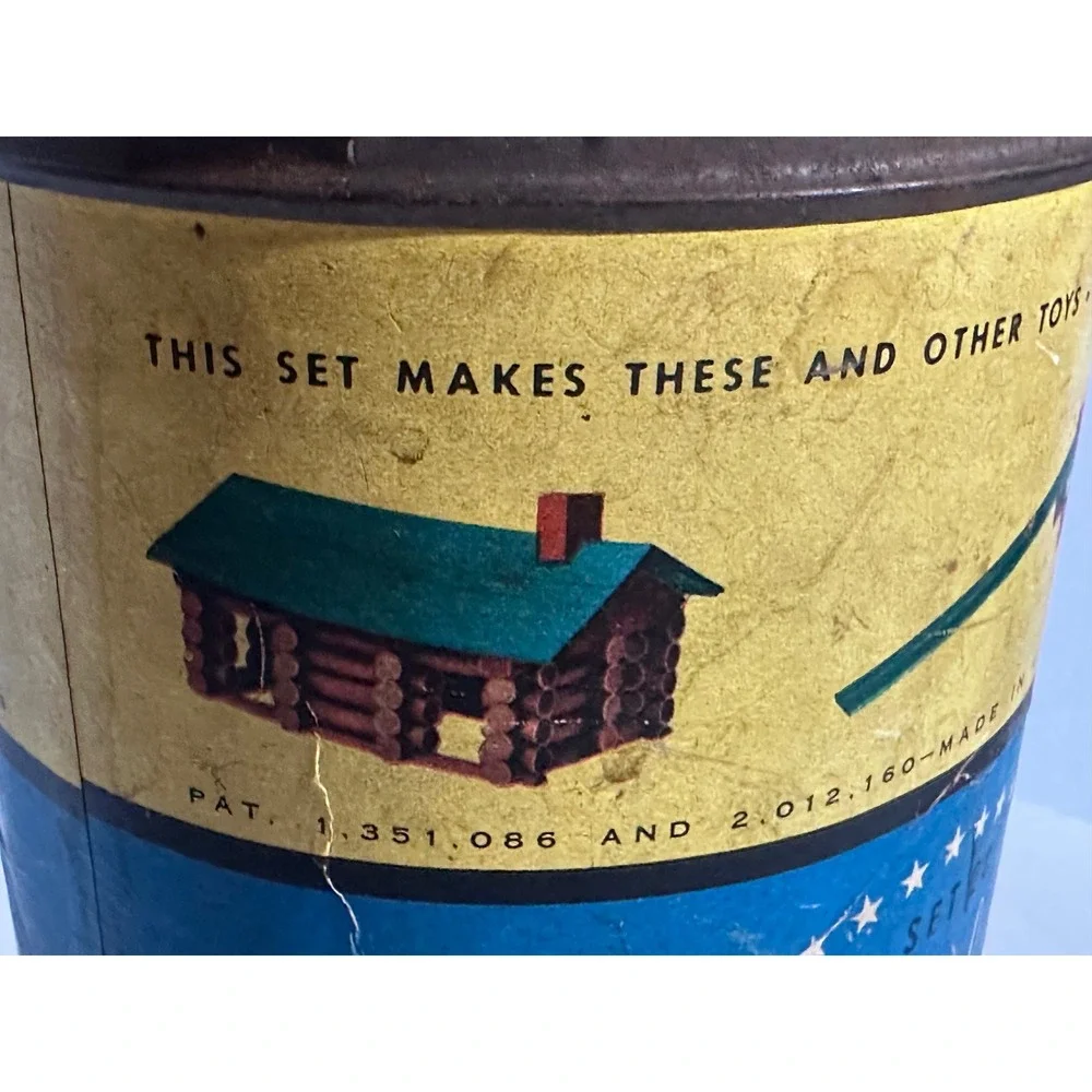 Vintage Lincoln Logs Set 2C Canister Only Storage Tube Chicago IL Original Toy